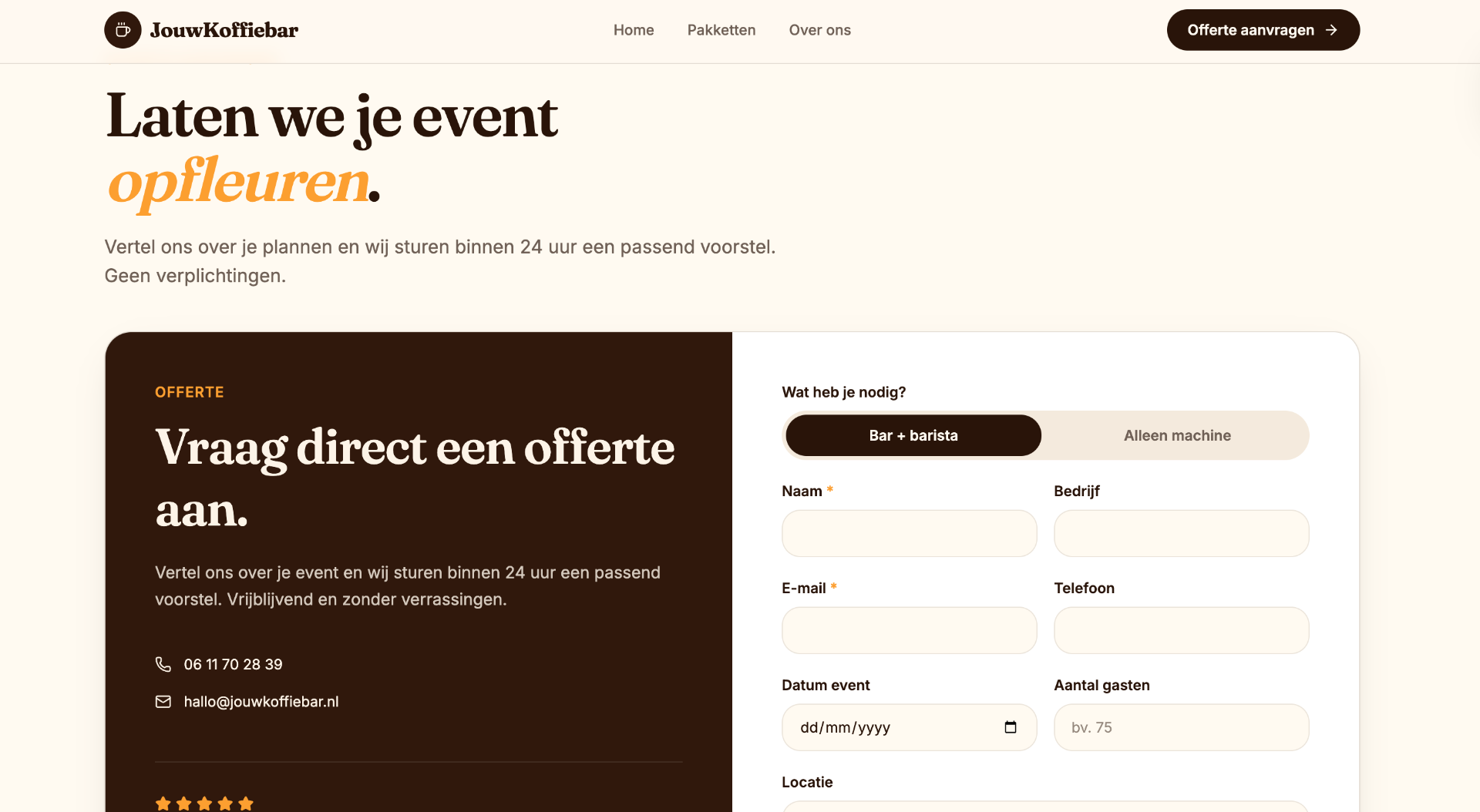 JouwKoffiebar offerte module