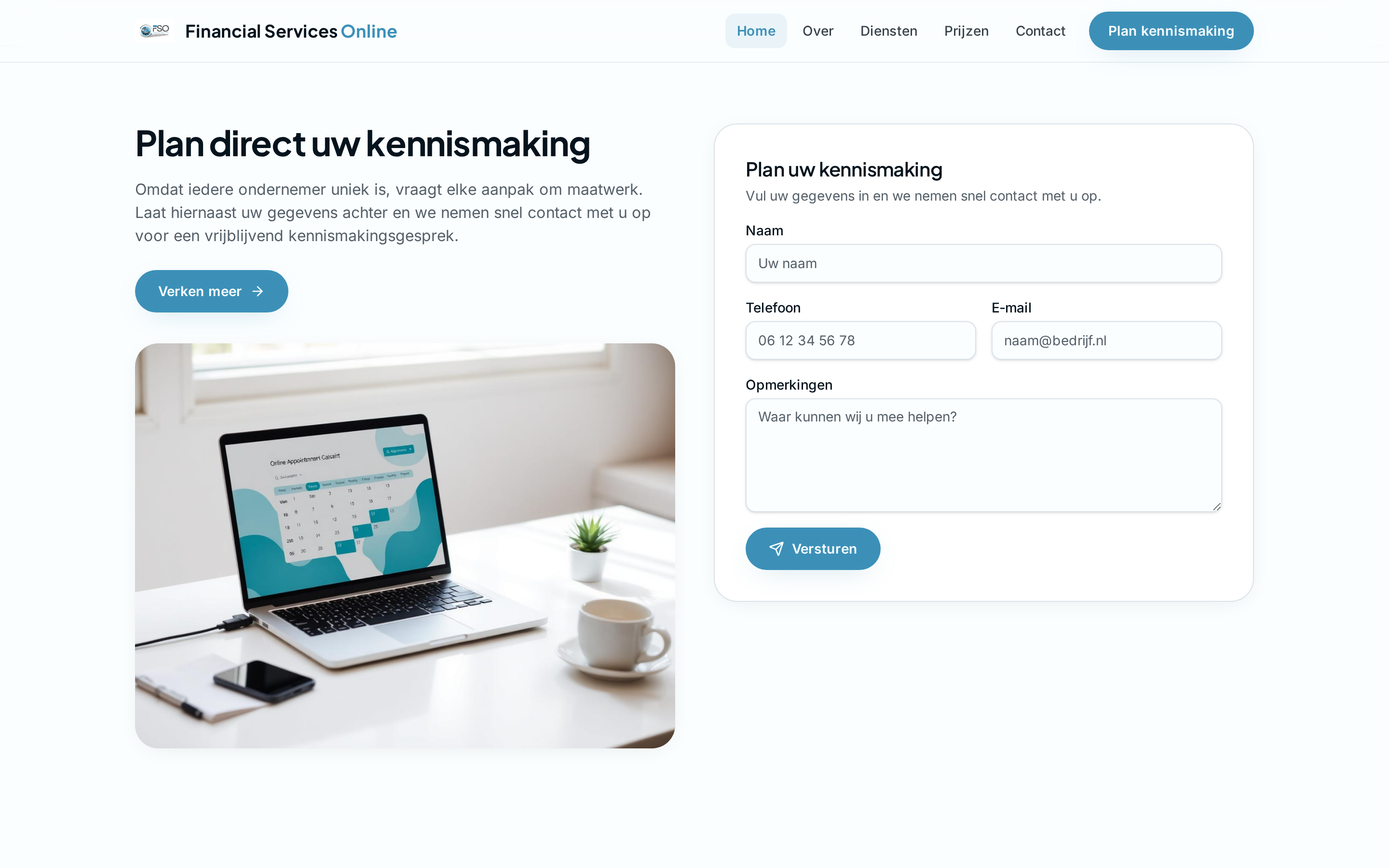 Financial Services Online kennismakingsformulier