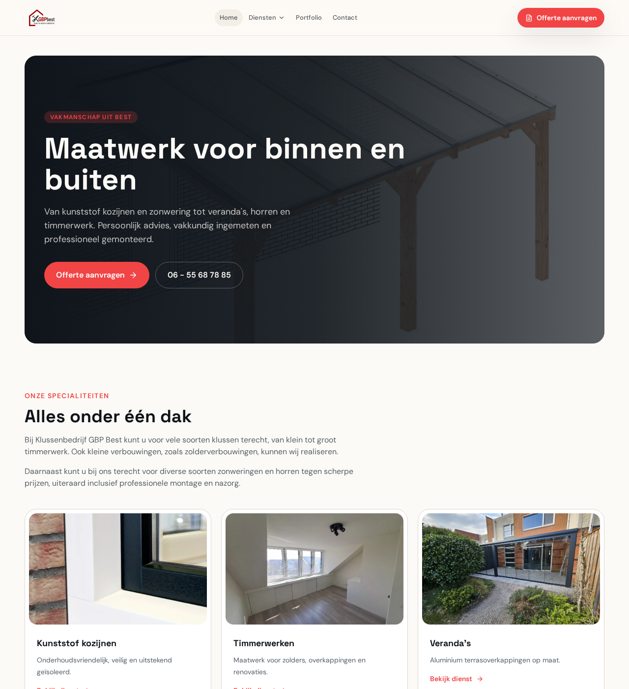 Website van GBP Best na de redesign door Hashtagmonks