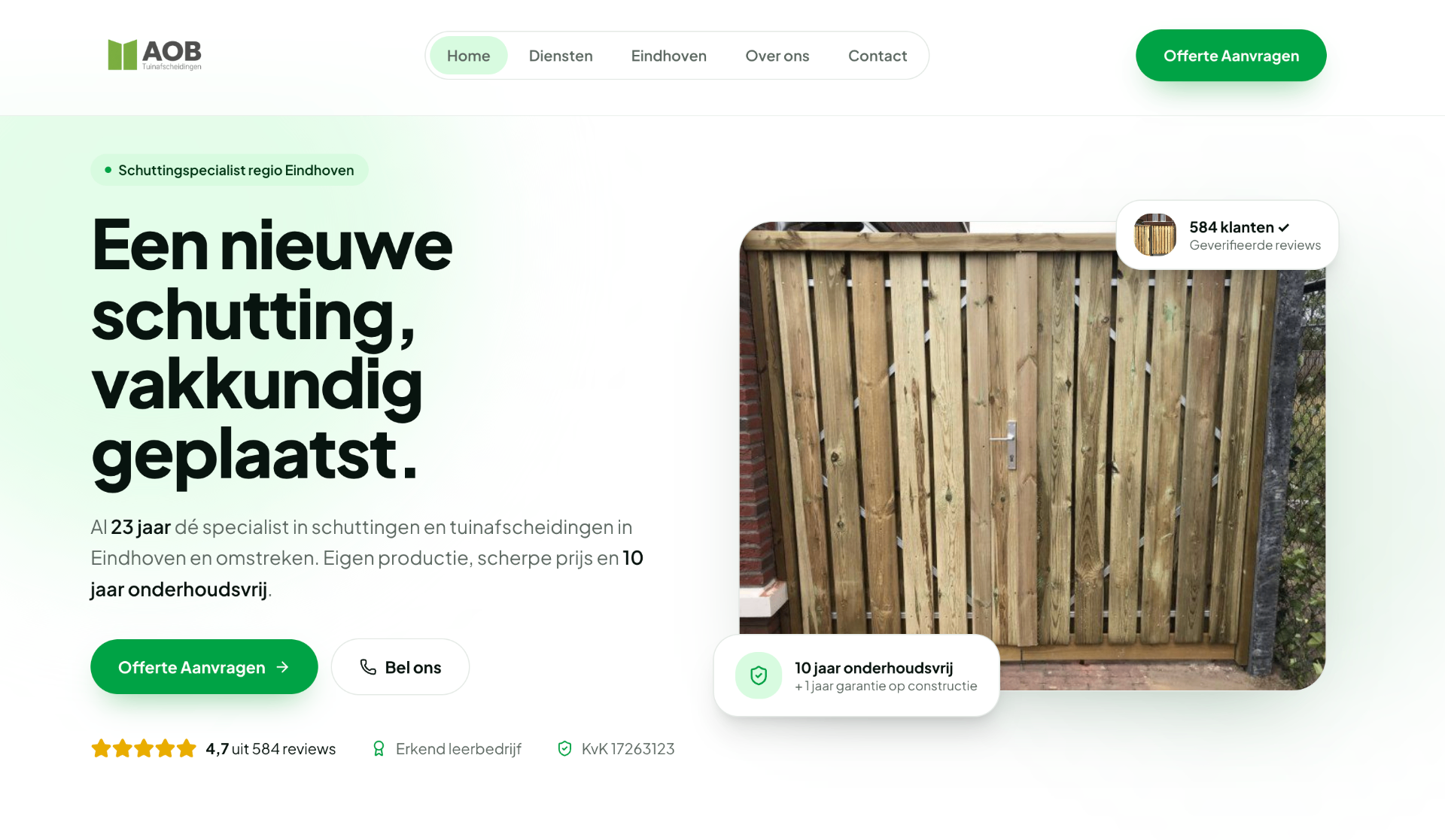 AOB Tuinafscheidingen website screenshot