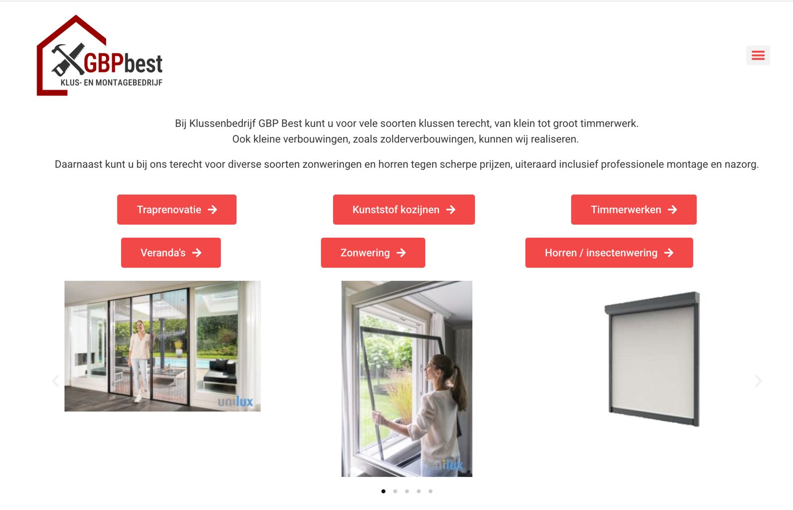 Website van GBP Best voor de redesign