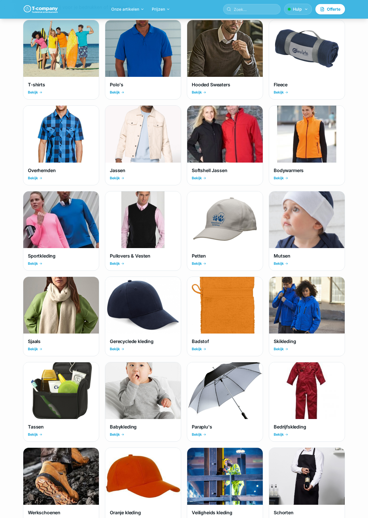 T-Company productgrid nieuw