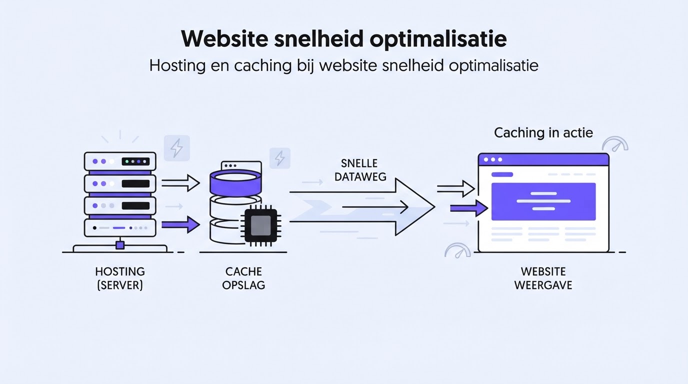 Hosting en caching bij website snelheid optimalisatie